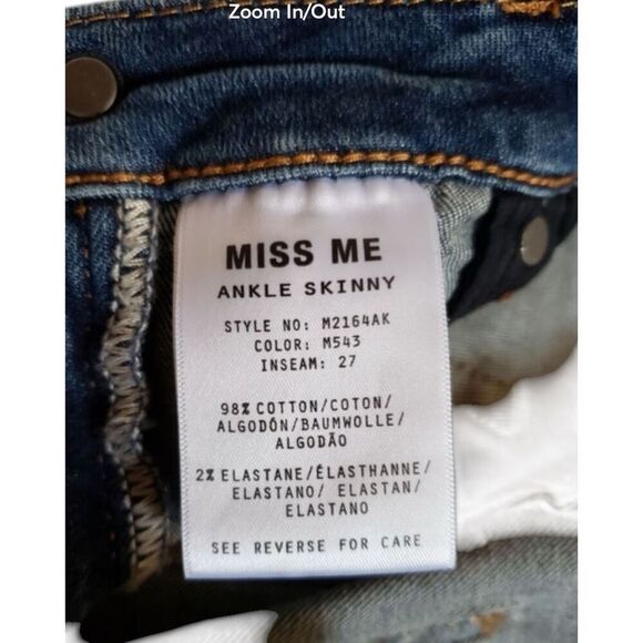 Miss Me Embellished Skinny Jeans 27 - Picture 3 of 4